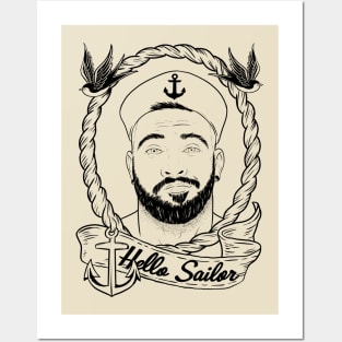 Hello Sailor Vintage - black lines Posters and Art